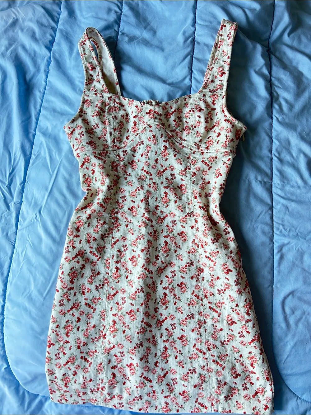 Forever 21 Cream Dress with Coral and Pink Floral Print